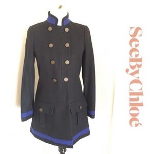 See by Chloe Navy Coat Jacket